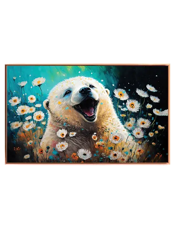 Happy Polar Bear Bloom Plakat