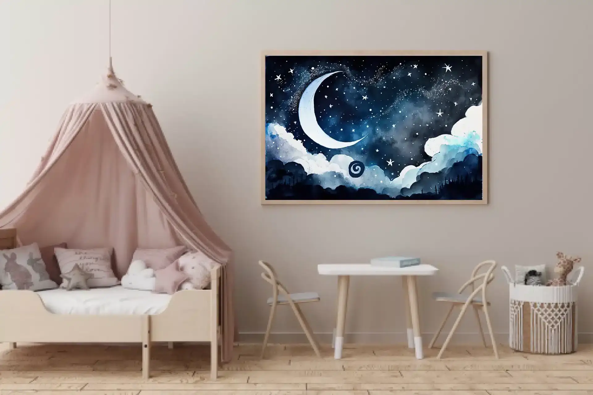 Dreamy Crescent Moon Night Plakat
