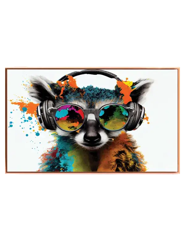 Playful Raccoon With Headphones Plakat