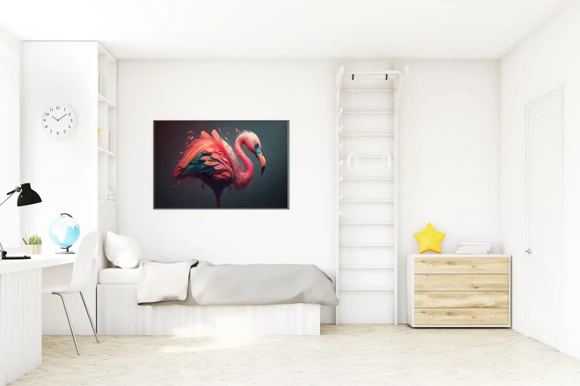 Playful Flamingo Illustration Plakat
