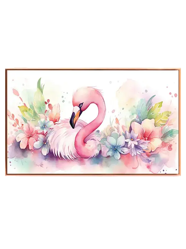 Dreamy Flamingo With Flowers Plakat