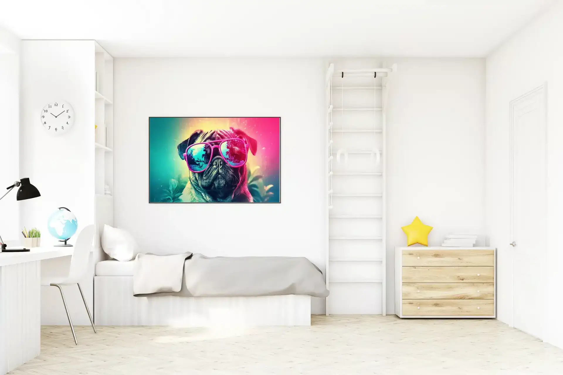 Playful Pug With Sunglasses Plakat