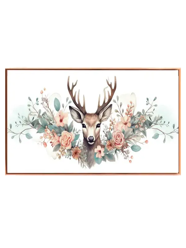 Gentle Deer Floral Portrait Plakat