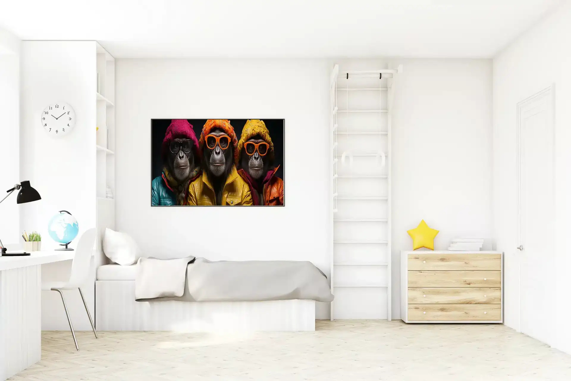 Playful Monkeys With Colorful Glasses Plakat