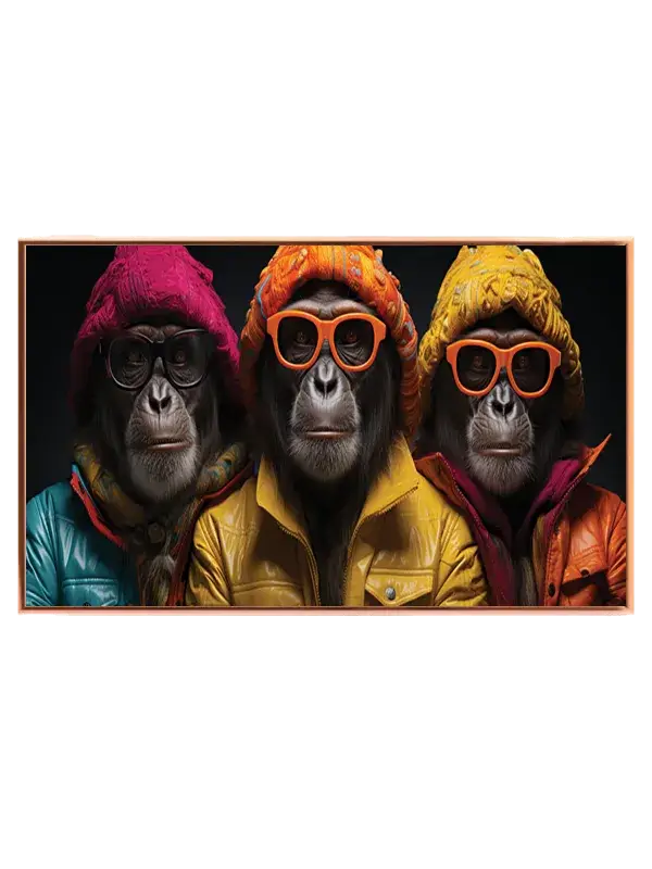 Playful Monkeys With Colorful Glasses Plakat