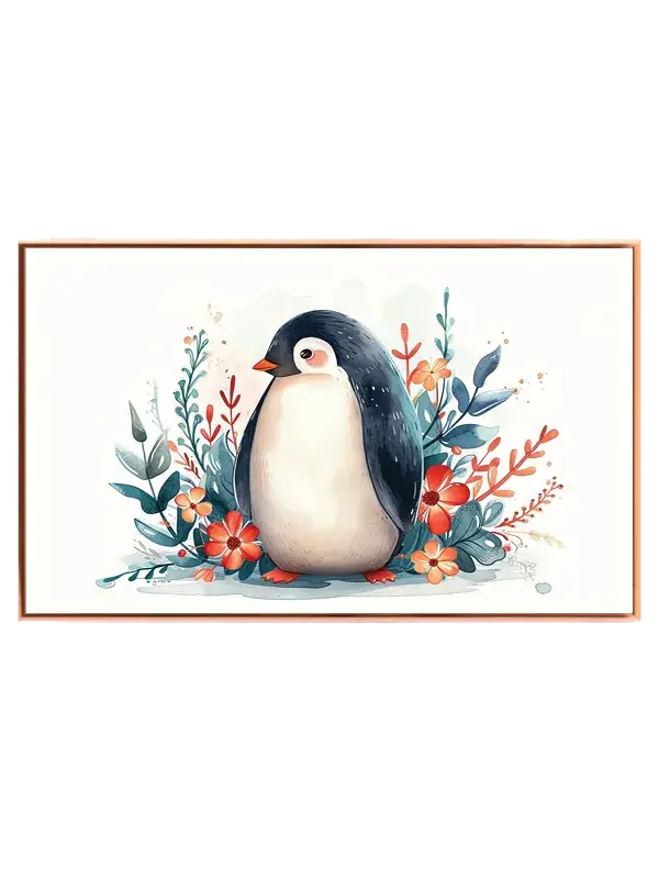 Gentle Penguin Floral Friend Plakat
