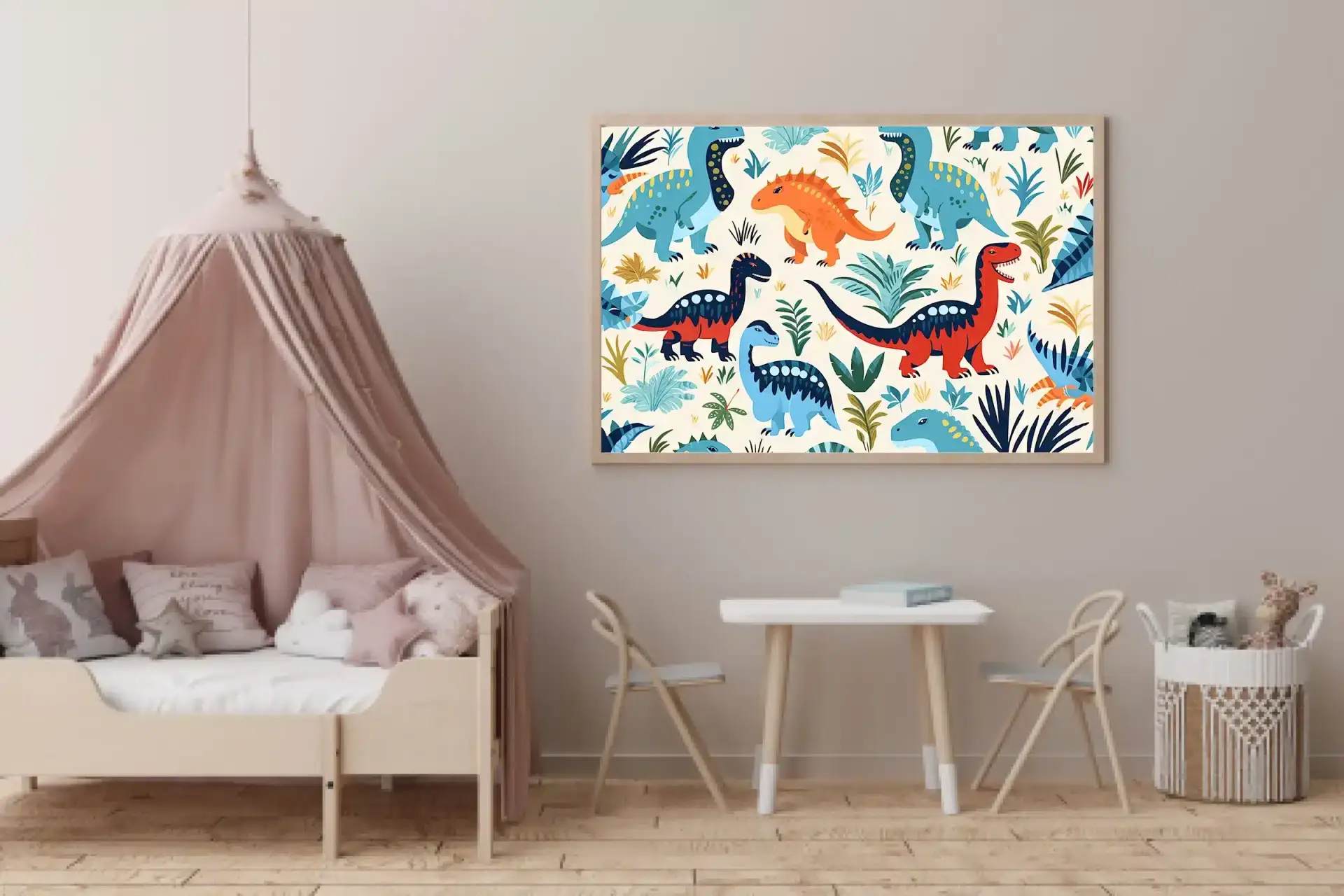 Playful Colorful Dinosaur Friends Plakat