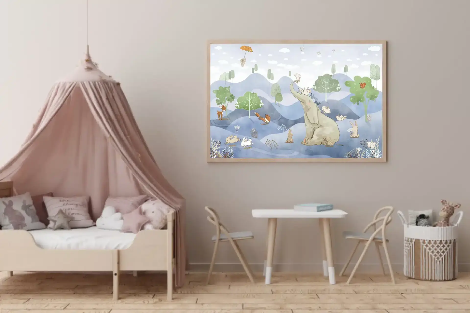 Gentle Elephant And Woodland Friends Plakat