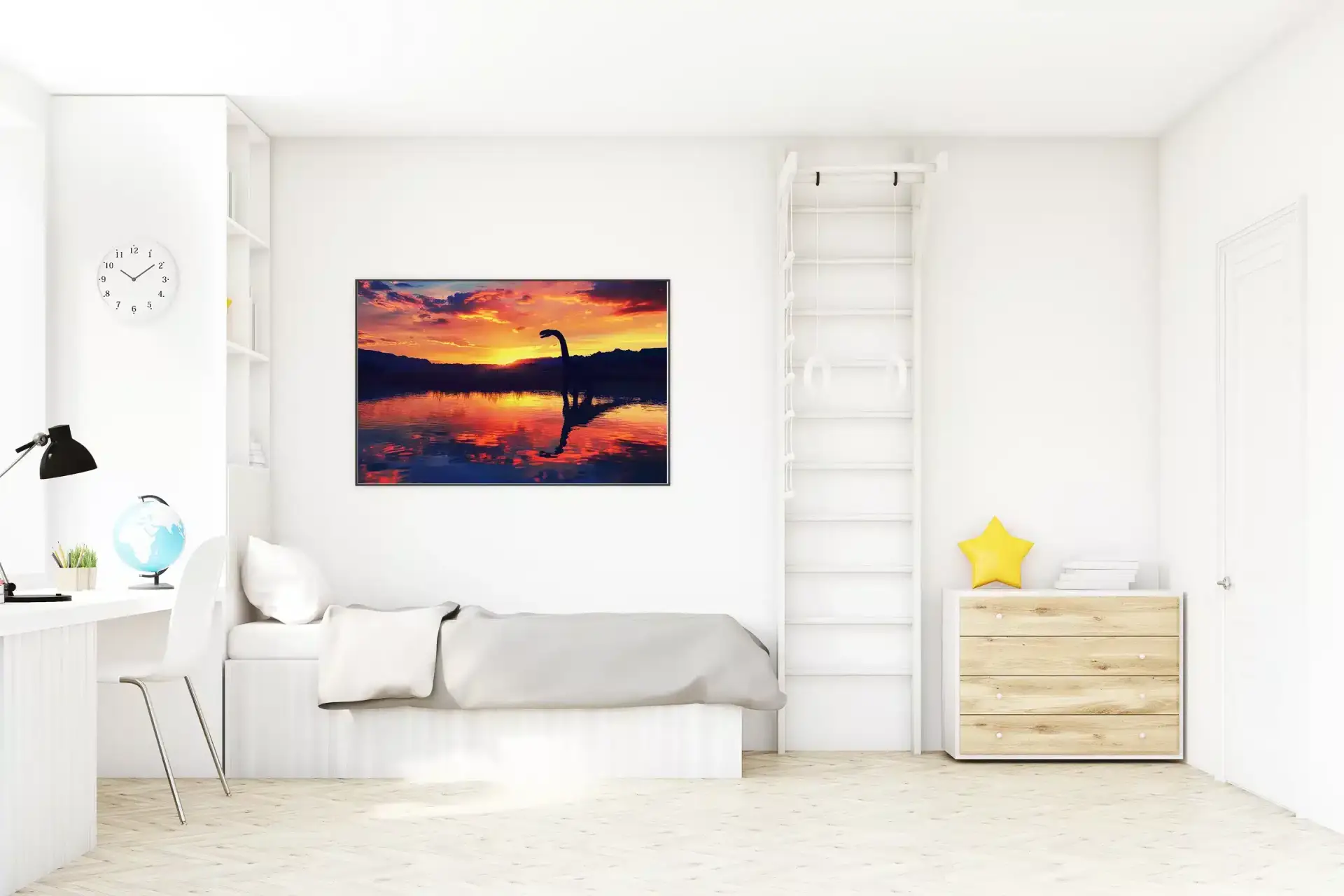 Mystical Sunset Dinosaur Silhouette Plakat