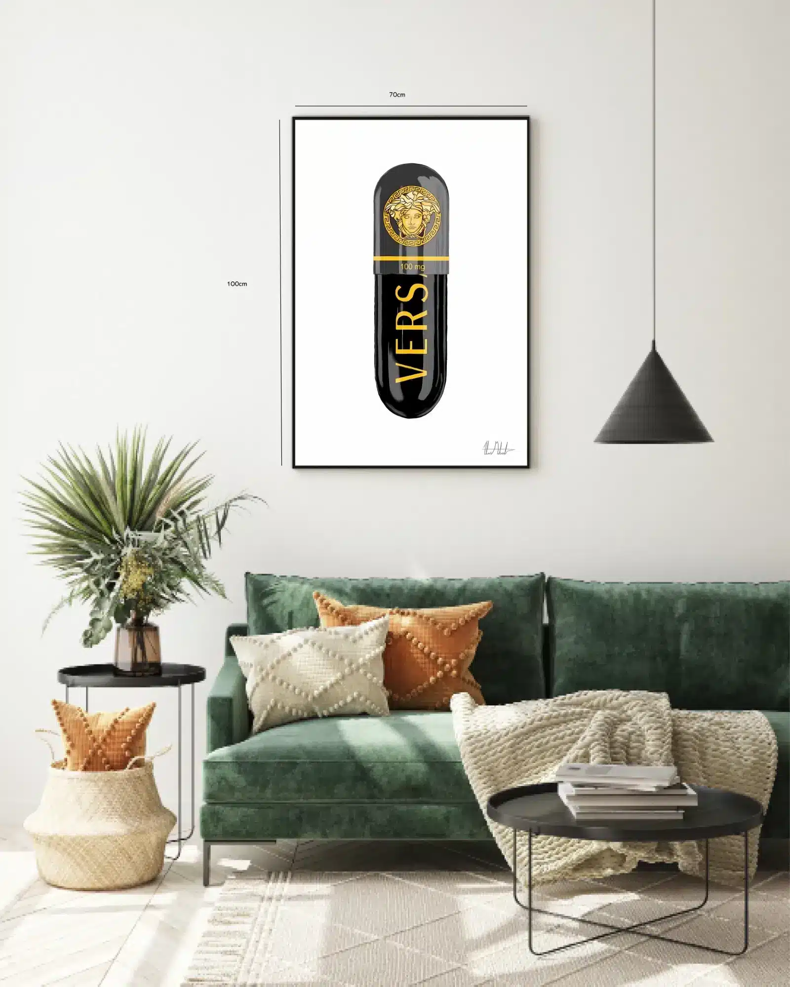 Kapsel pille logo med typografi ramme