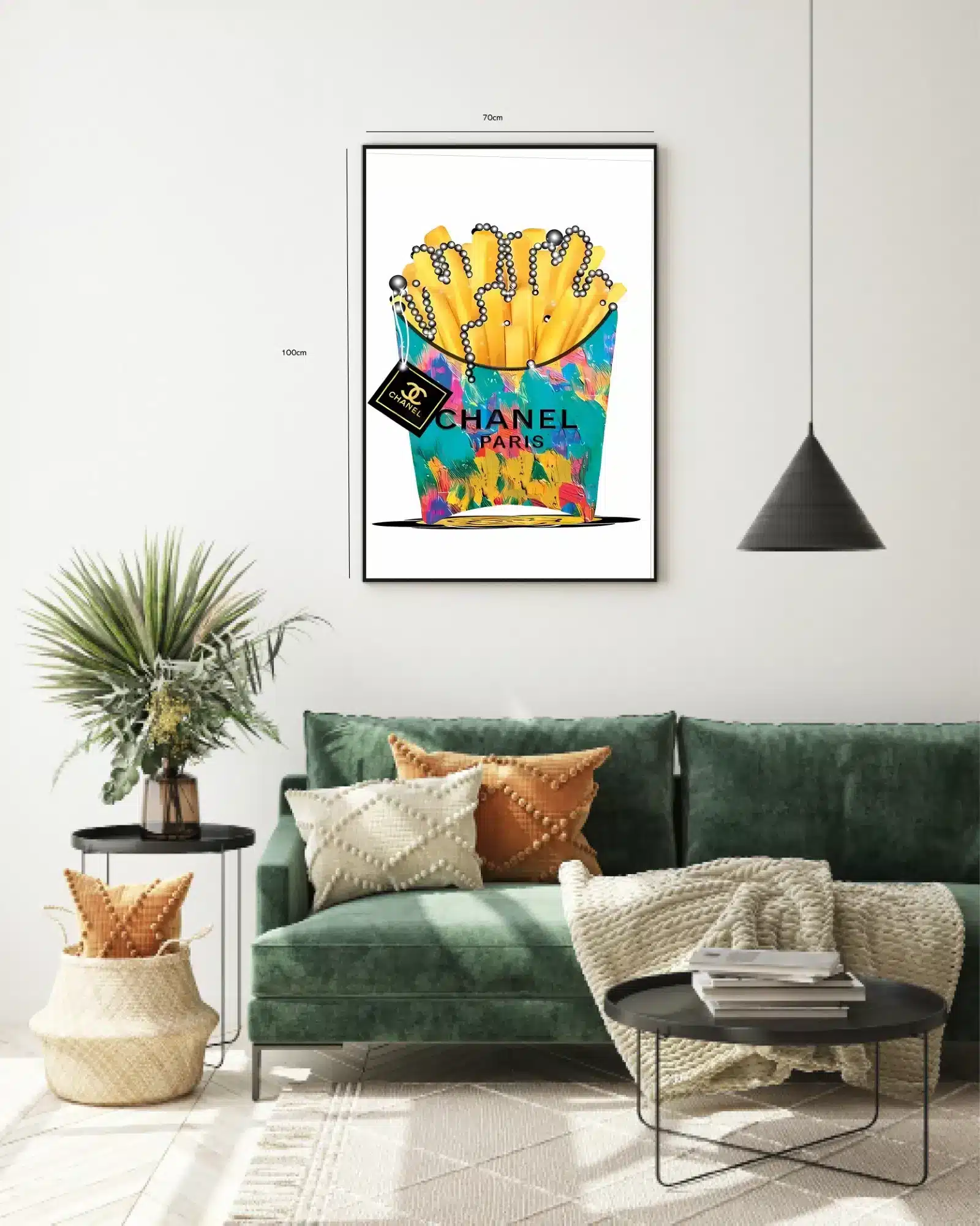 Pommes fritesæskehalskæde med typografimønsterlogo