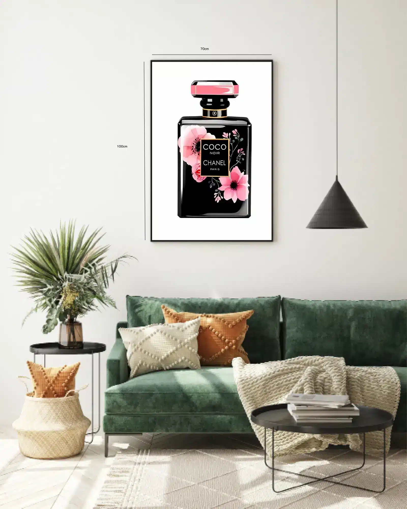 Parfumeflaske blomster etiket med typografi refleksioner
