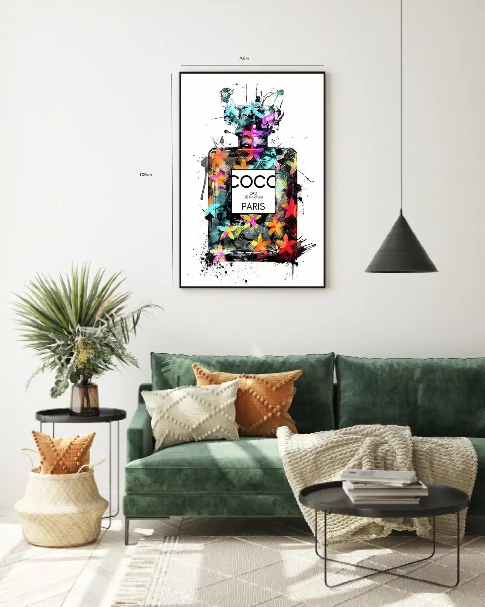 Parfumeflaske blomster tekst med collage typografi