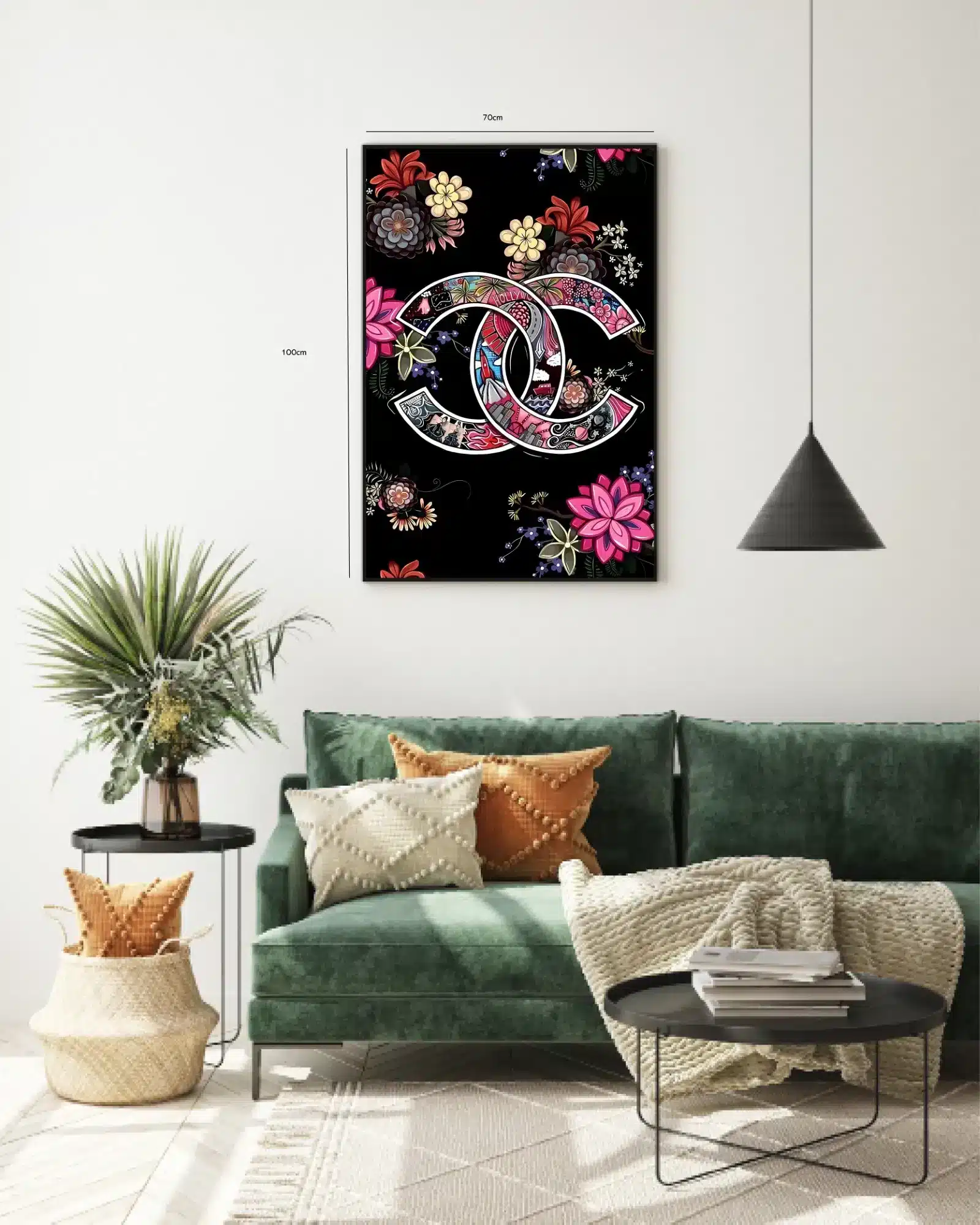 Blomster monogram ornament med mønster kontur