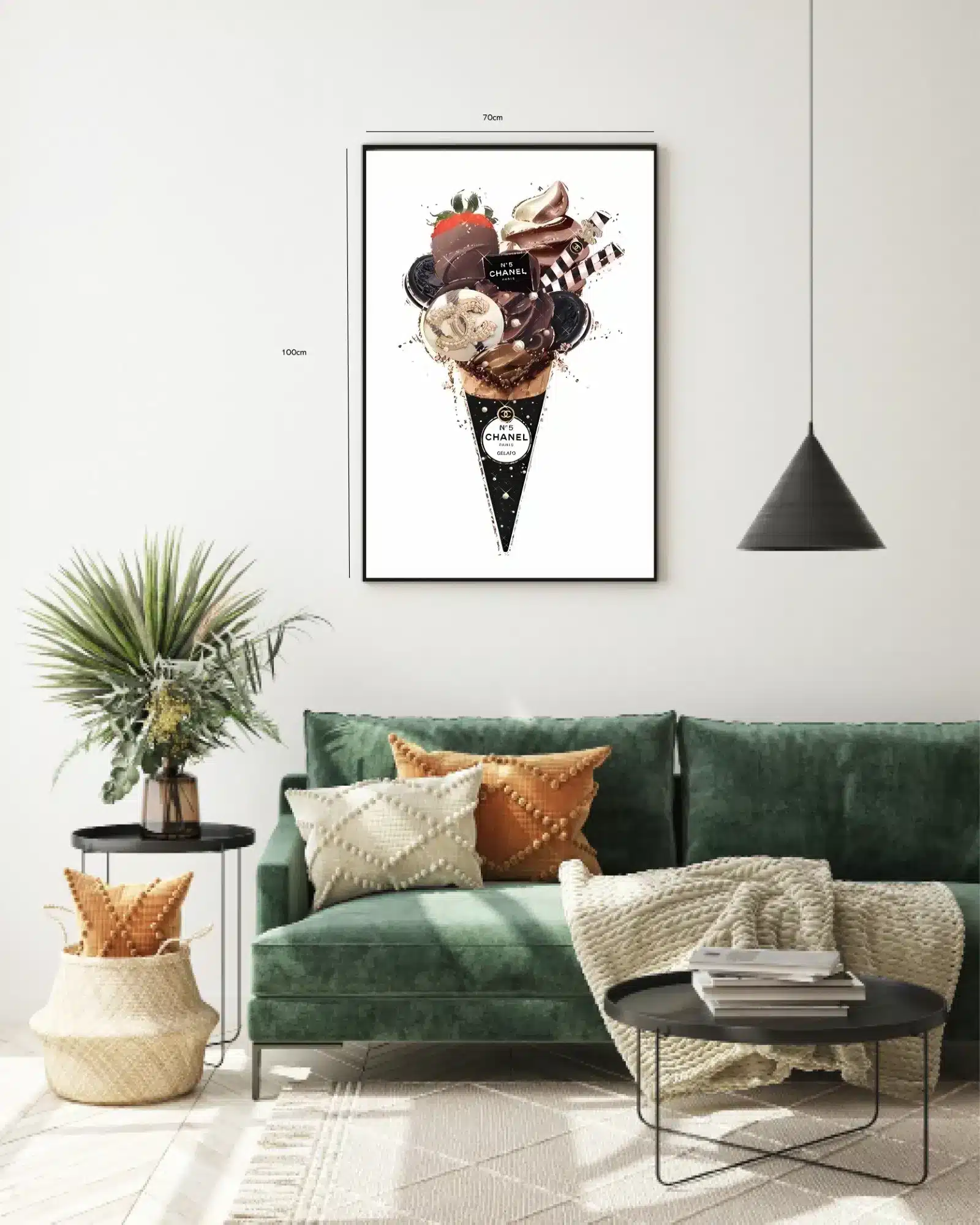 Isvaffel jordbær chokolade kiks med collage