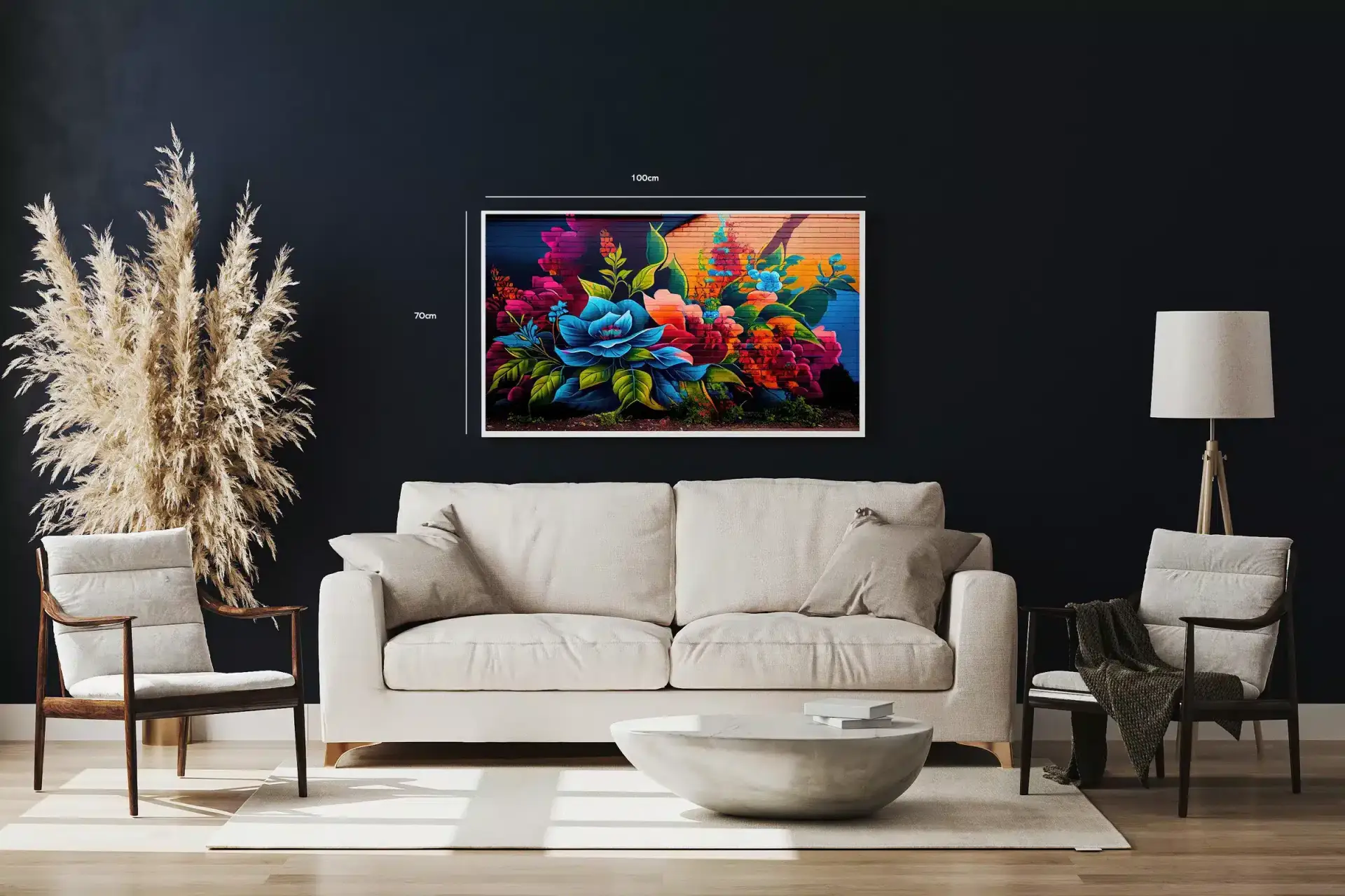 Sort Blomster Plakat