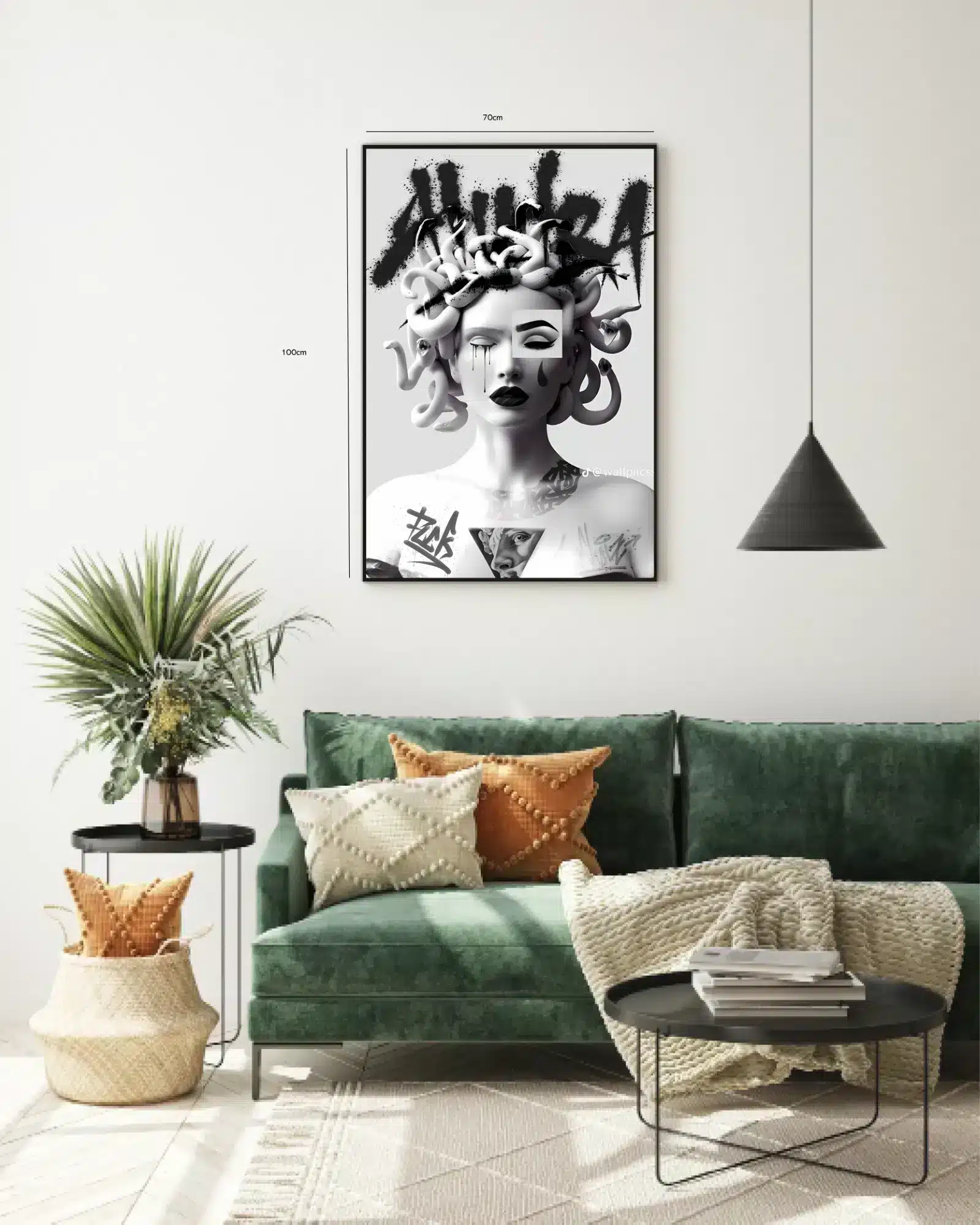 Monokrom Medusa med Graffiti