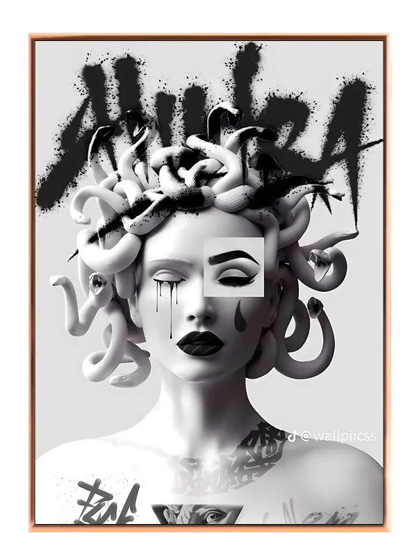 Monokrom Medusa med Graffiti