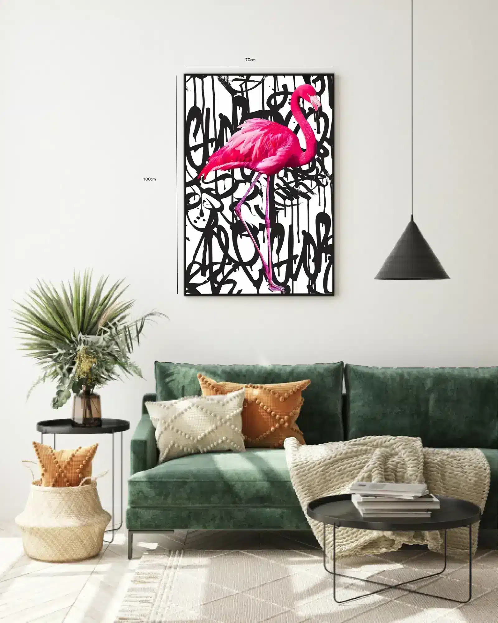 Pink Flamingo med Graffiti