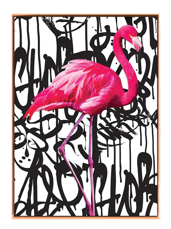 Pink Flamingo med Graffiti