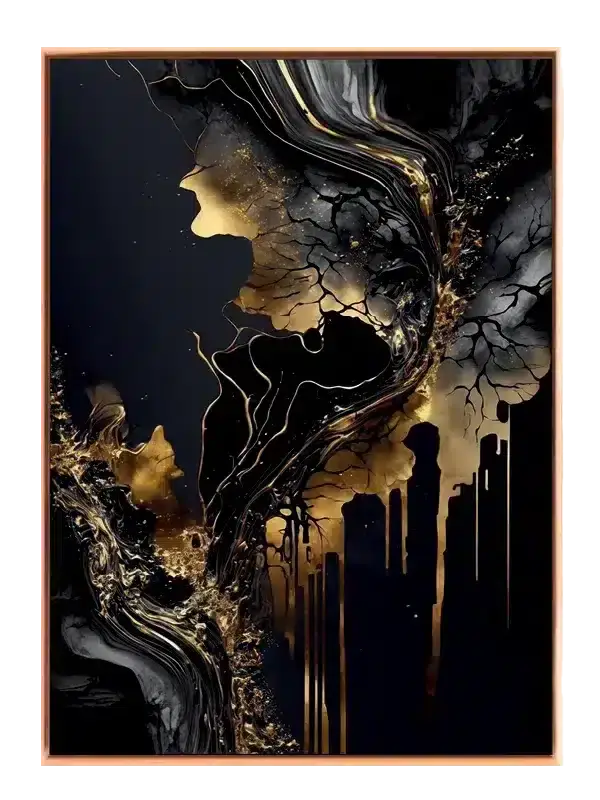 Gold Flow Abstraction Plakat