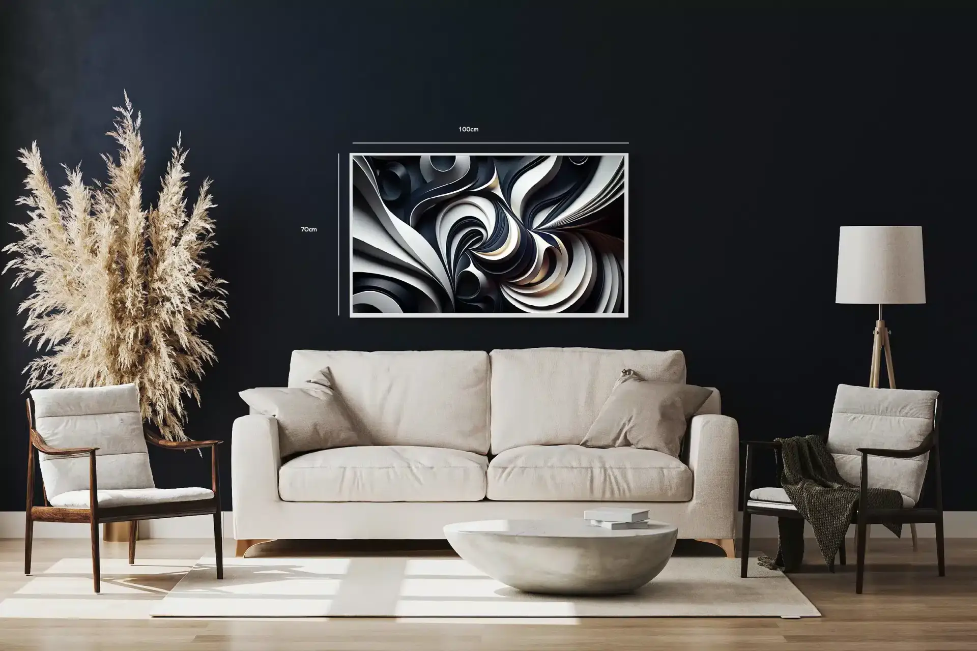 Monochrome Spiral Depth Plakat
