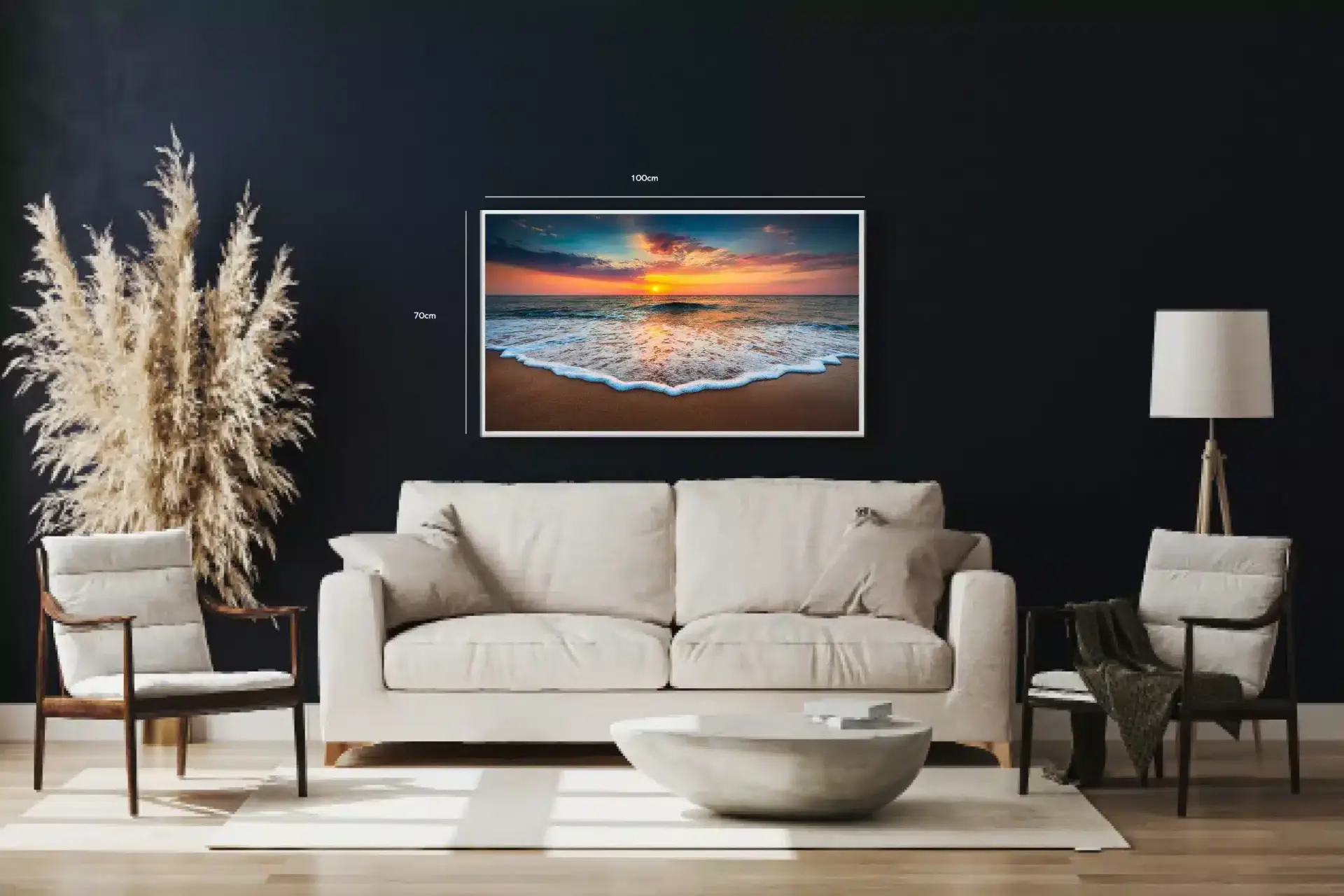 Solnedgang Over Strand Plakat