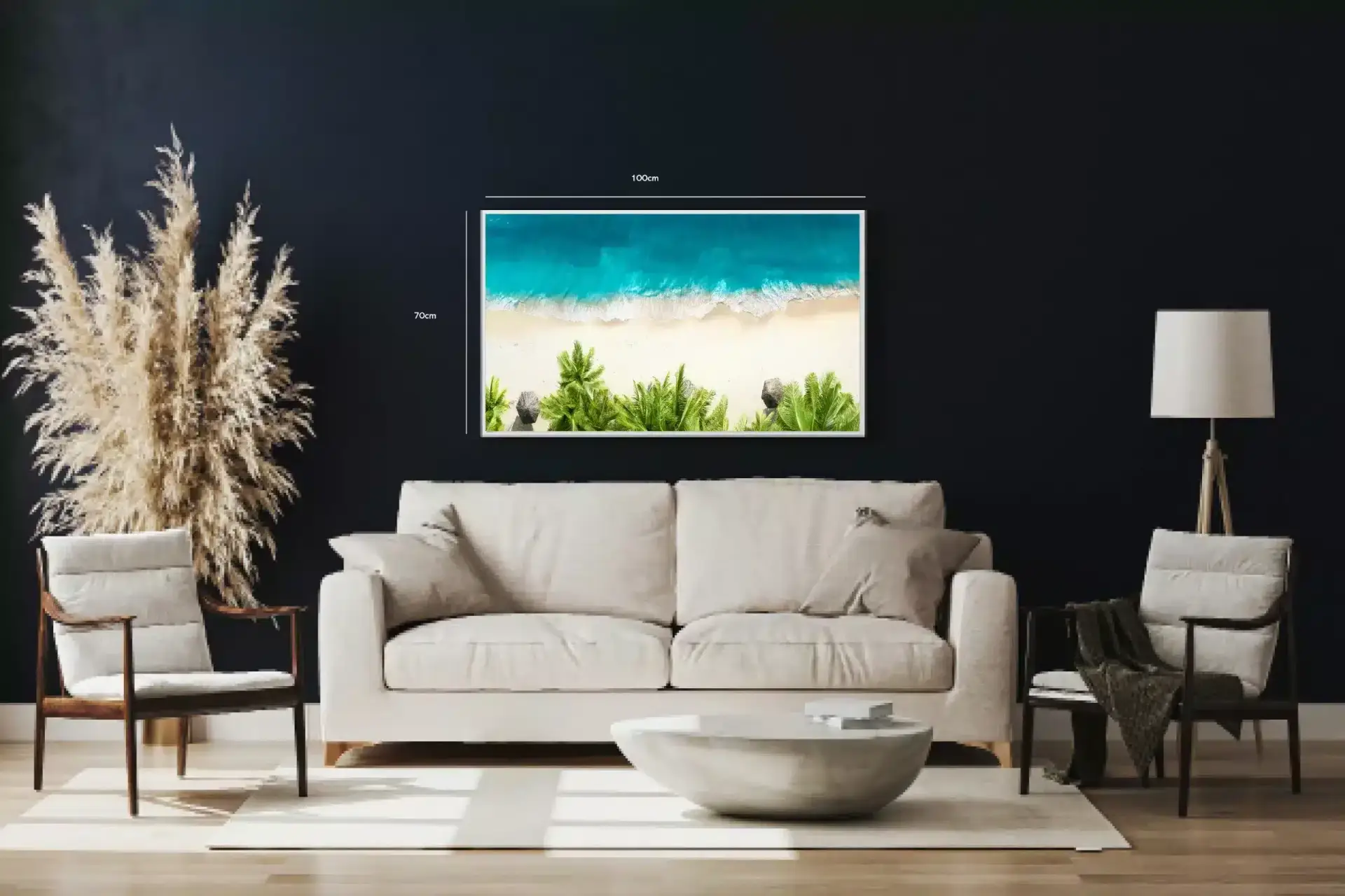 Tropisk Strandkant i Blåt Plakat