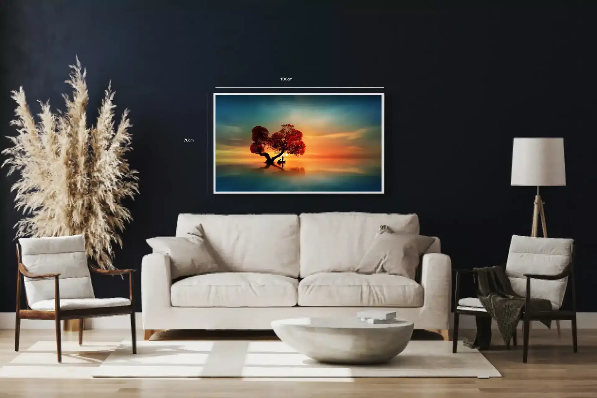 Rødt Træ Ved Solnedgang Plakat