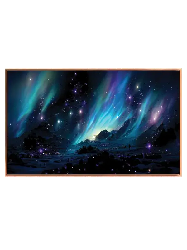 Nordlys Over Sneklædte Toppe Plakat