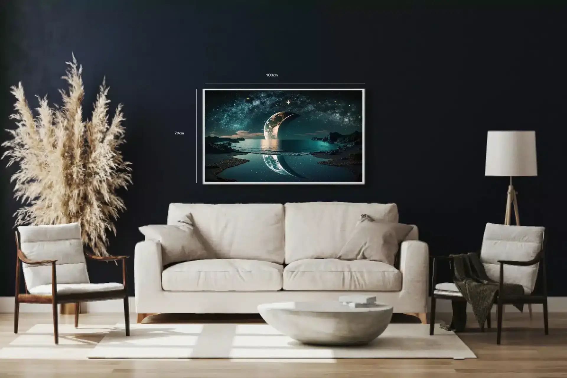 Halvmåne Over Stille Kyst Plakat