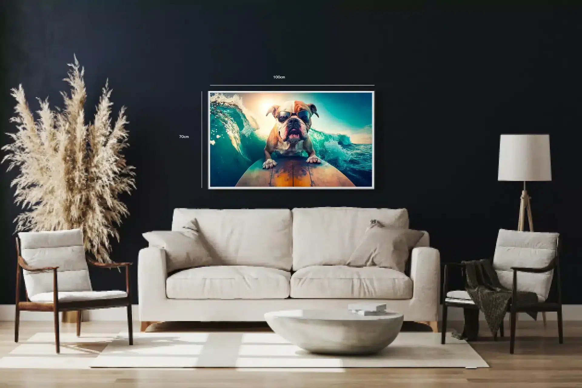 Cool Bulldog på Surfbræt Plakat