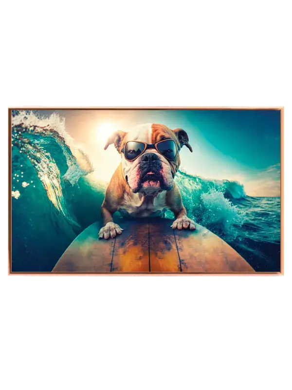 Cool Bulldog på Surfbræt Plakat
