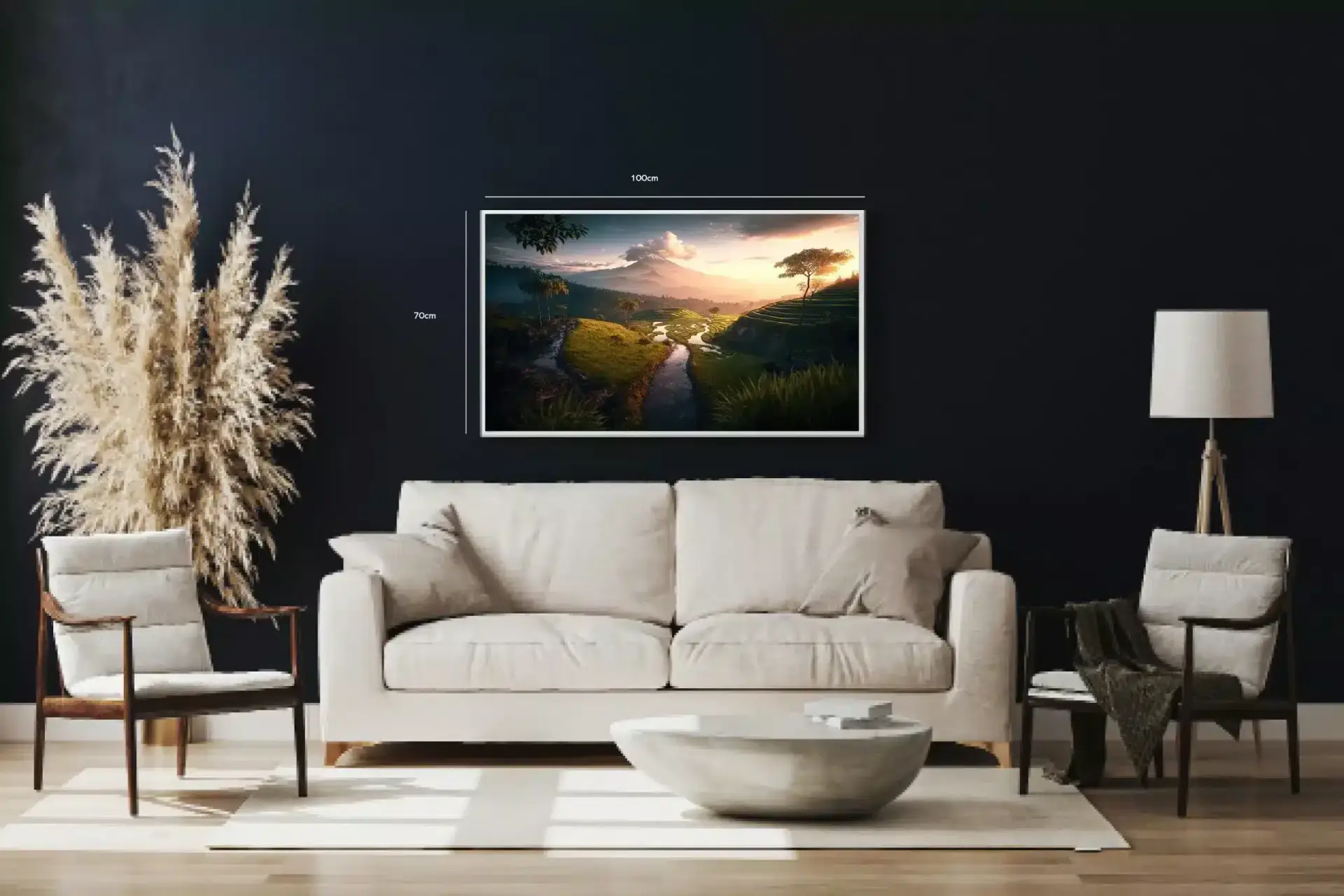 Terrasserede Marker Ved Solnedgang Plakat