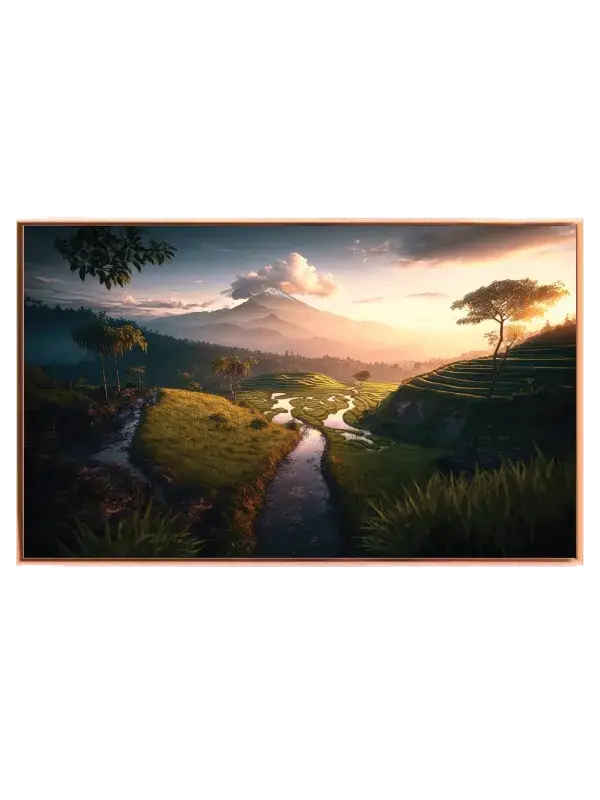 Terrasserede Marker Ved Solnedgang Plakat