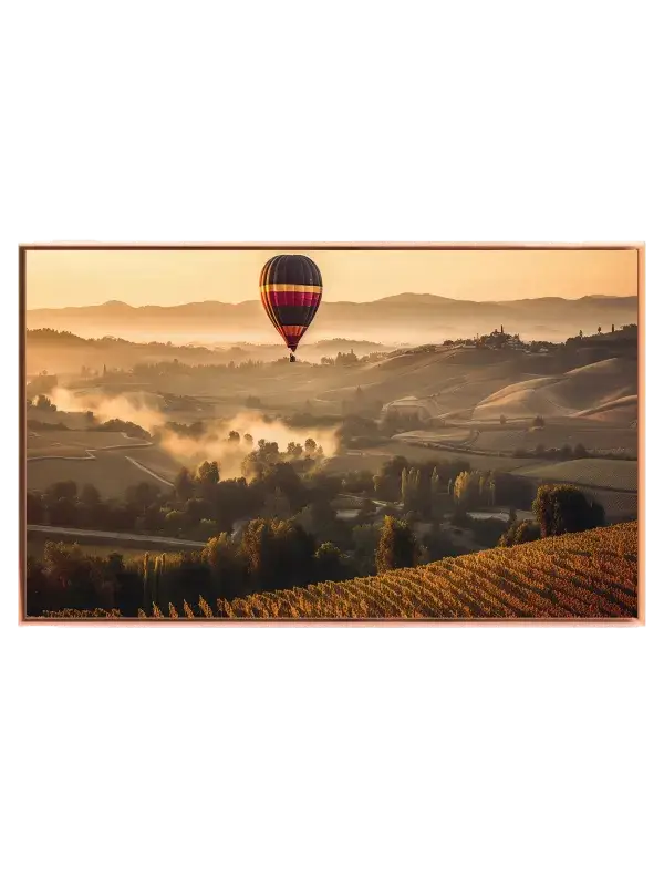 Varmluftballon Over Morgenlandskab Plakat