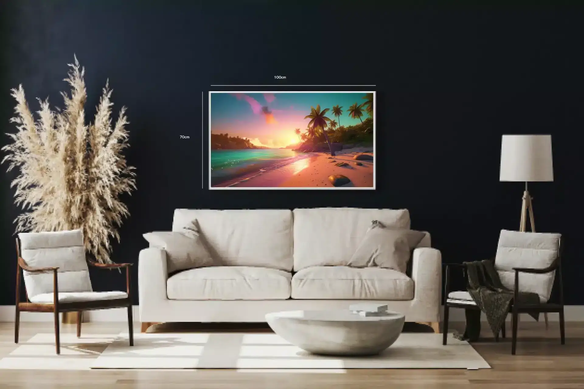 Gylden Tropisk Solnedgang Plakat