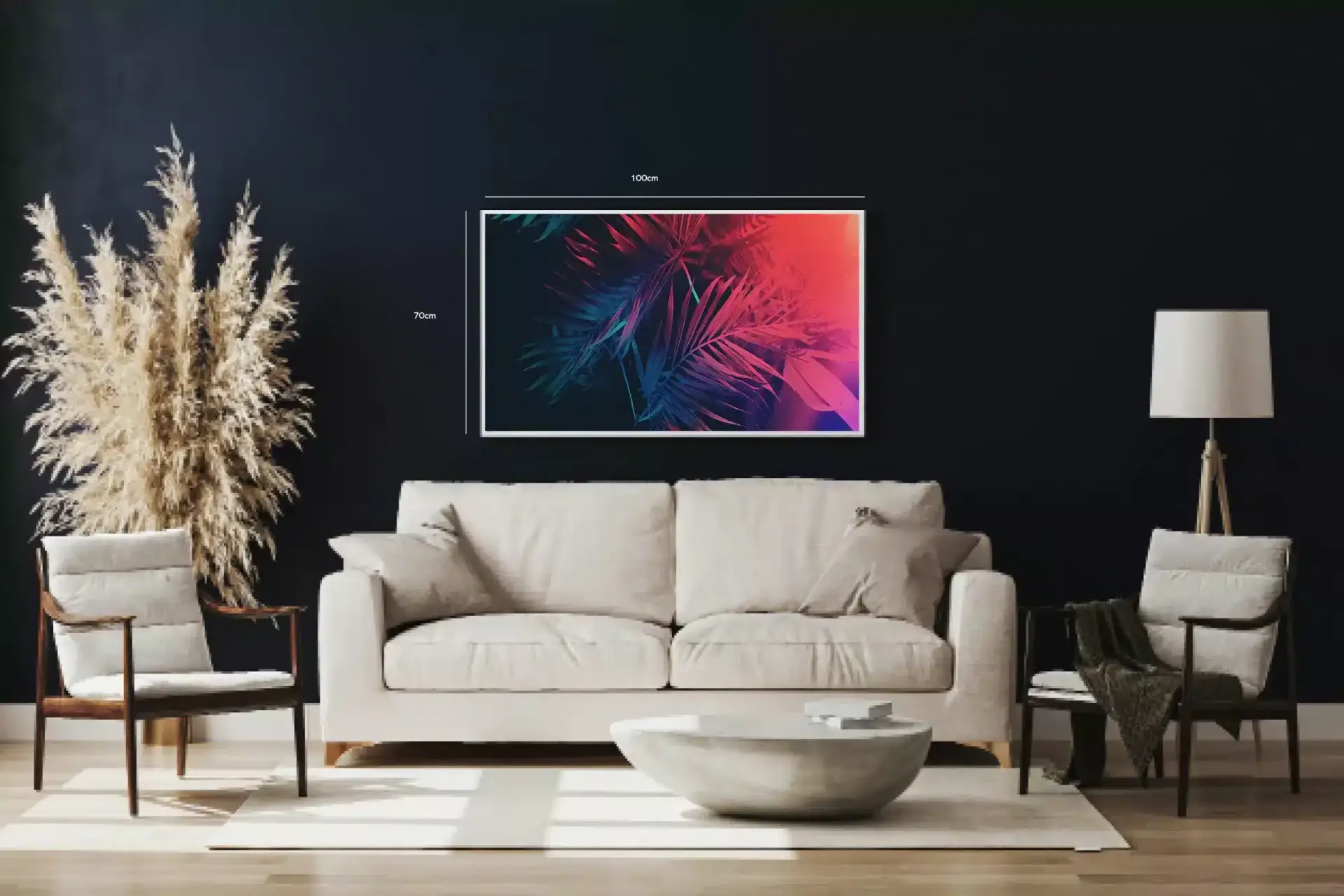 Palmeblade i Neonlys Plakat