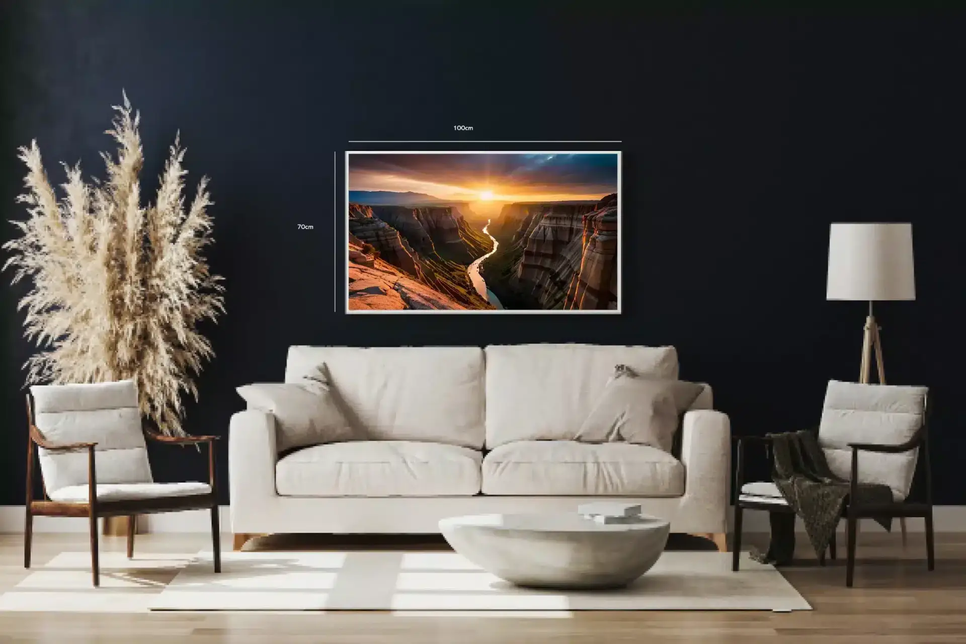 Solnedgang Over Klippekløft Plakat