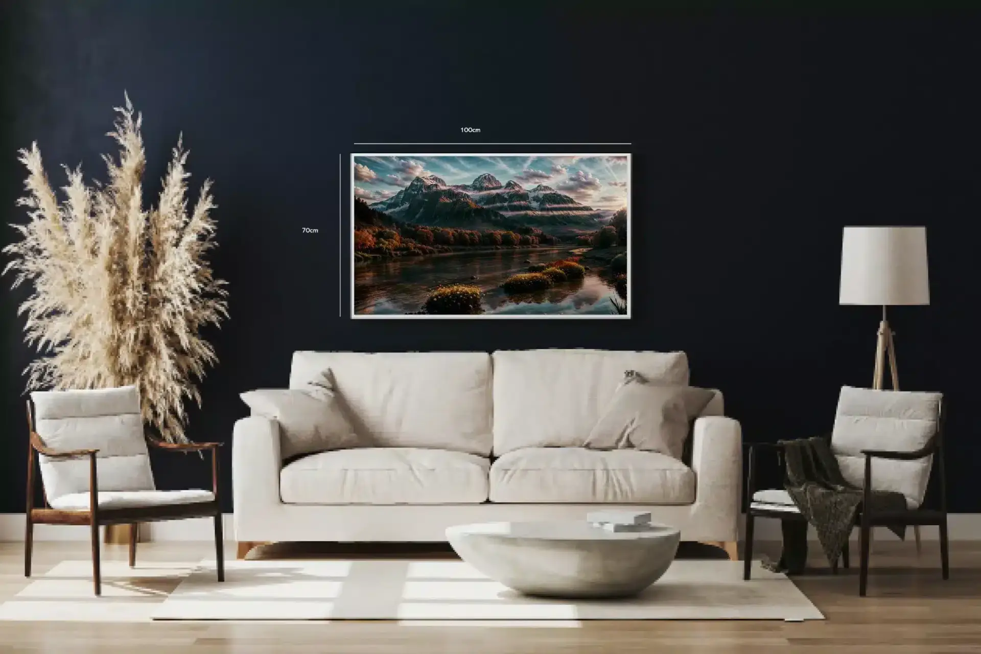 Bjerglandskab Ved Solnedgang Plakat