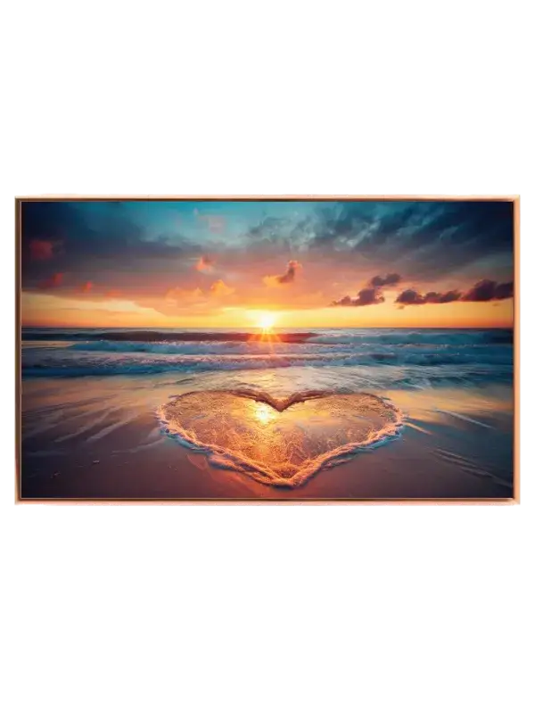 Solnedgang ved Hjerteformet Strand Plakat