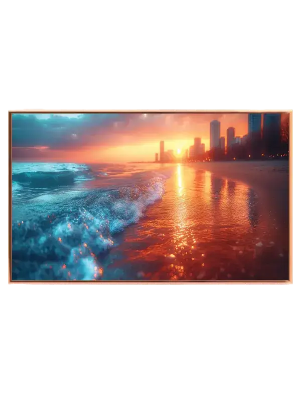 Solnedgang ved Kystbyen Plakat