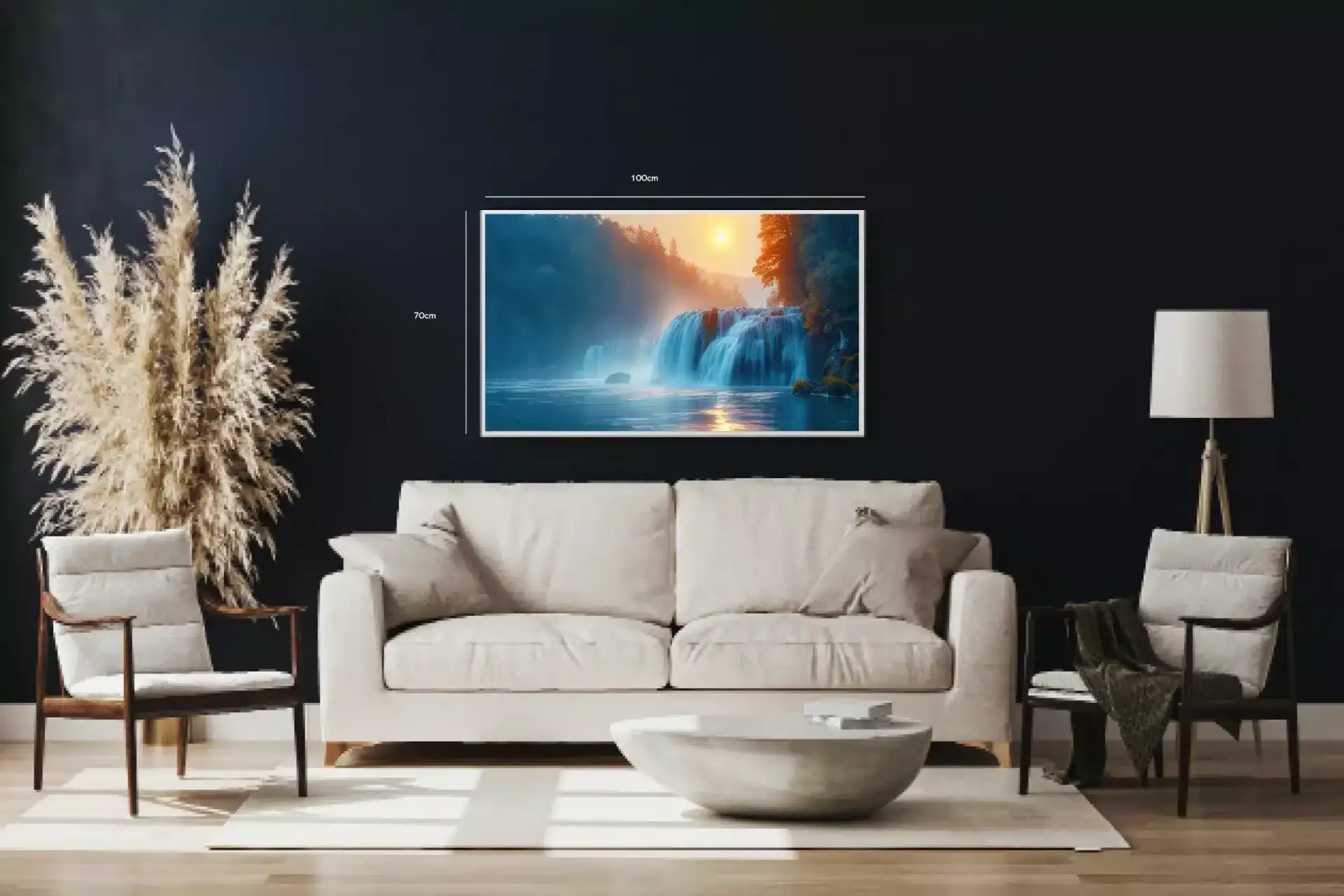 Vandfald i Solnedgang Plakat