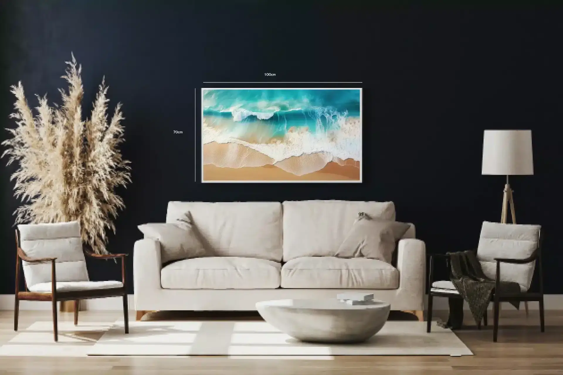 Turkis Bølgebrus Ved Strand Plakat