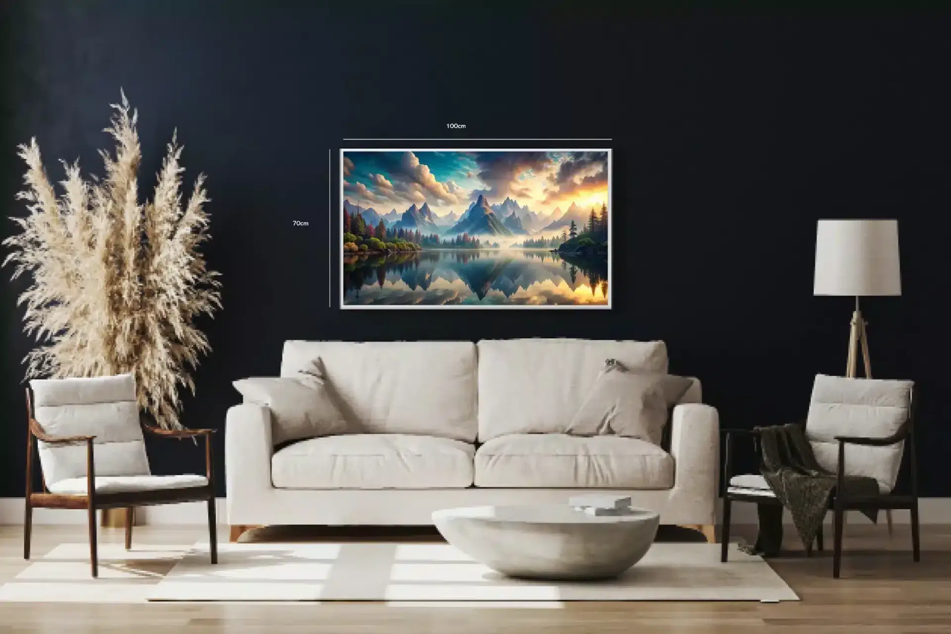 Tåget Bjergsø Ved Solopgang Plakat
