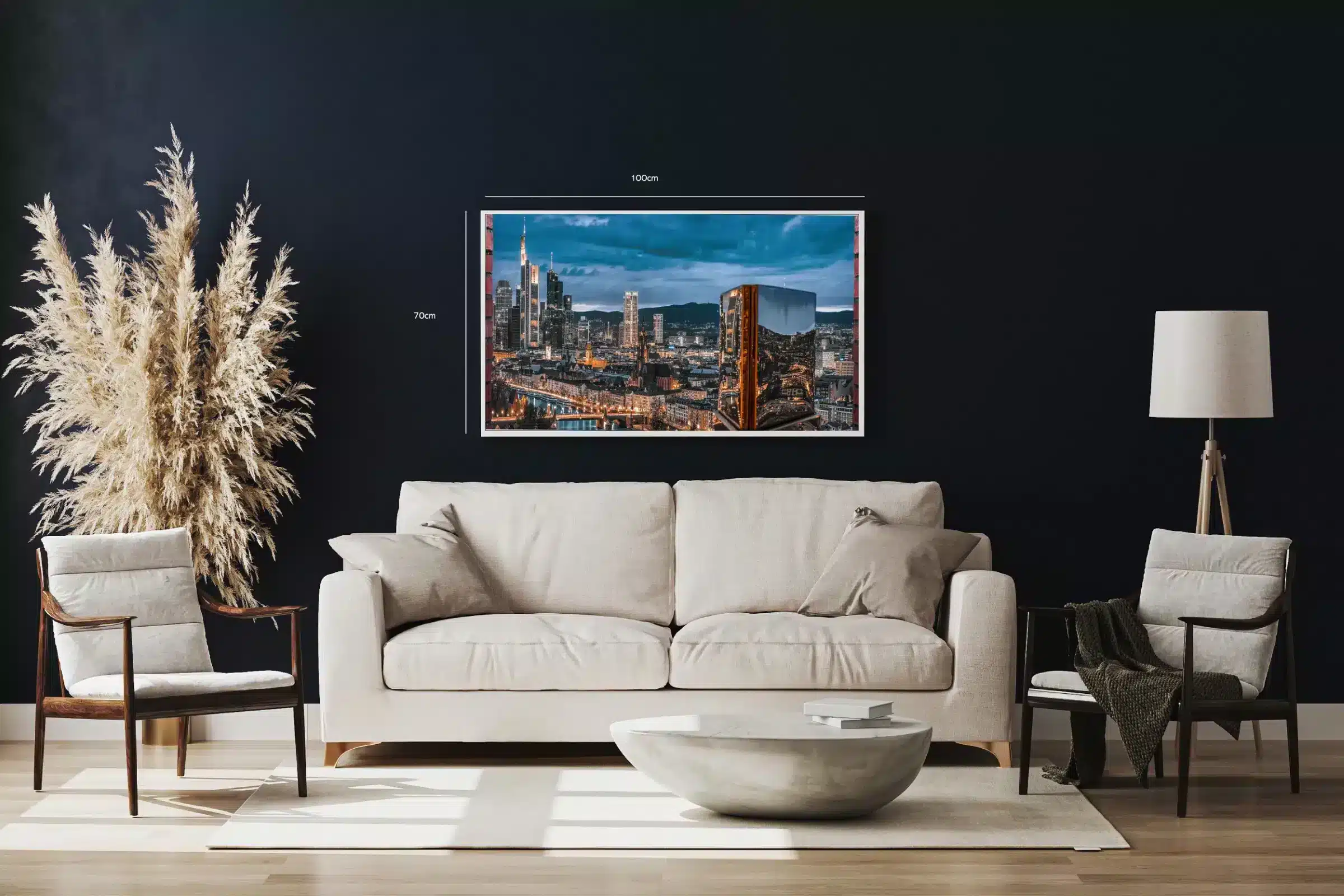 Frankfurt Skyline ved Skumring