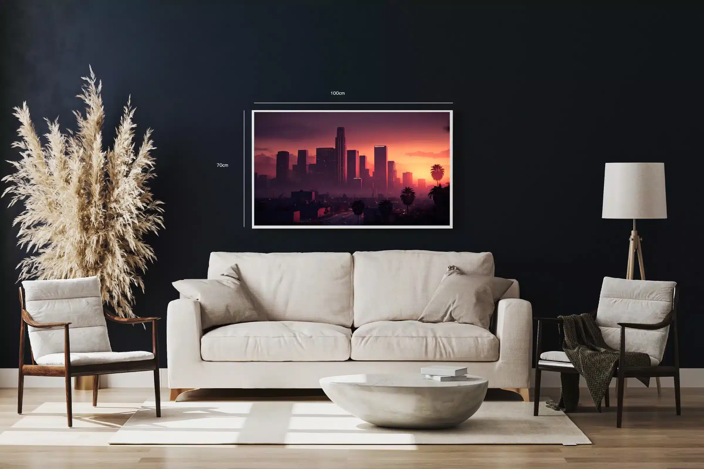 Solnedgang Over Downtown Skyline