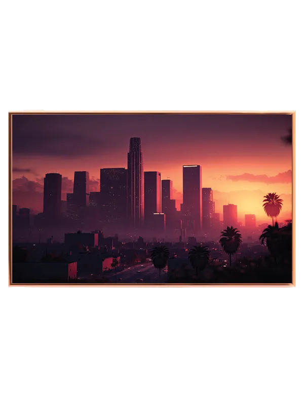 Solnedgang Over Downtown Skyline