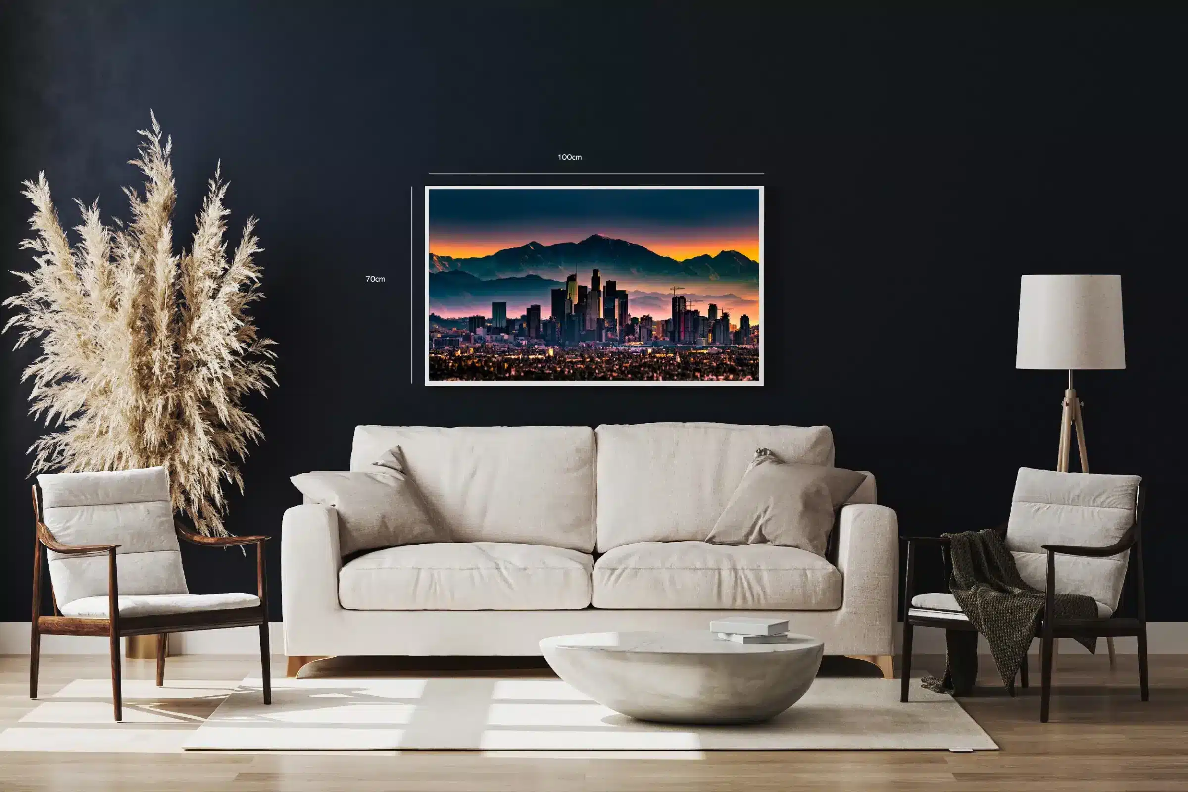 Storby Skyline ved Solnedgang