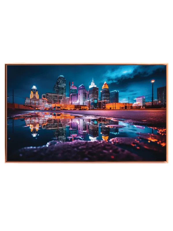 Neonlys Over Byens Skyline